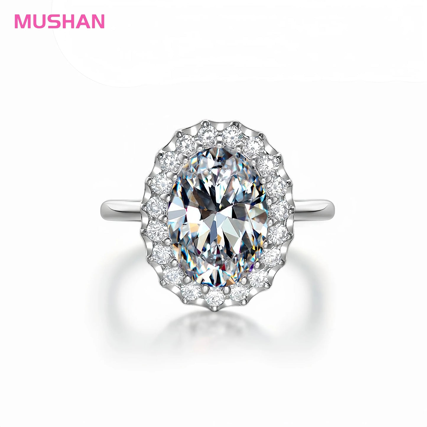 MUSHAN Jewelry Factory 925 Sterling Silver Wedding Bands Vintage Women Fine Rings Oval Big CZ 8CT 5A Zircon Engagement Ring