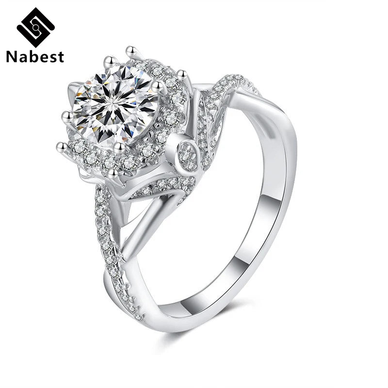 Nabest Women's GRA Certified VVS Colors Moissanite 925 Sterling Silver Engagement Bride Ring Fine Jewelry Manufacturing