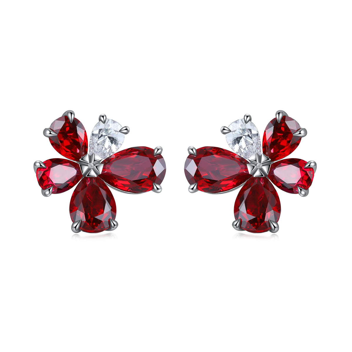 Gemfiori Lab Grown Ruby Earrings Women's Earrings Lab Made Ruby Earrings Lady Use