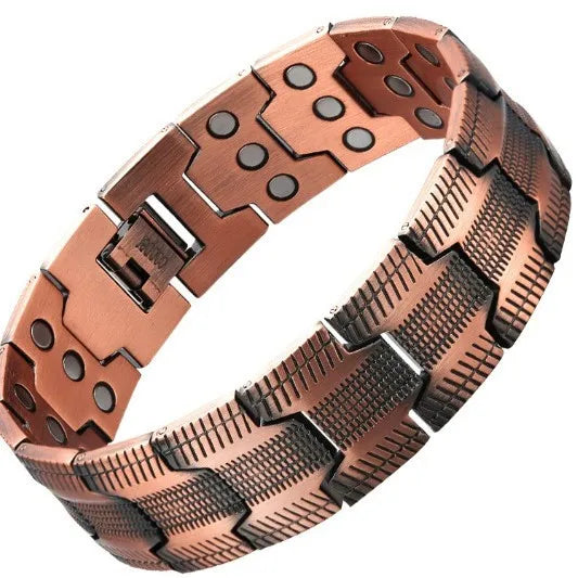 BioMagnetic Jewelry Classic Geometric Anniversary Vintage Solid Copper Magnetic Bio Bracelet Wristband for Unisex