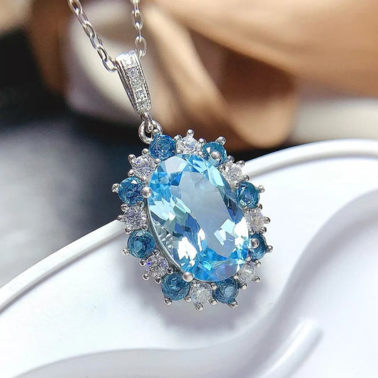 Gioiellieri Sterling 925 Silver Rhodium Plated Natural Topaz Luxury Trendy Custom Indian Birthstone Jewelry Pendant for Women