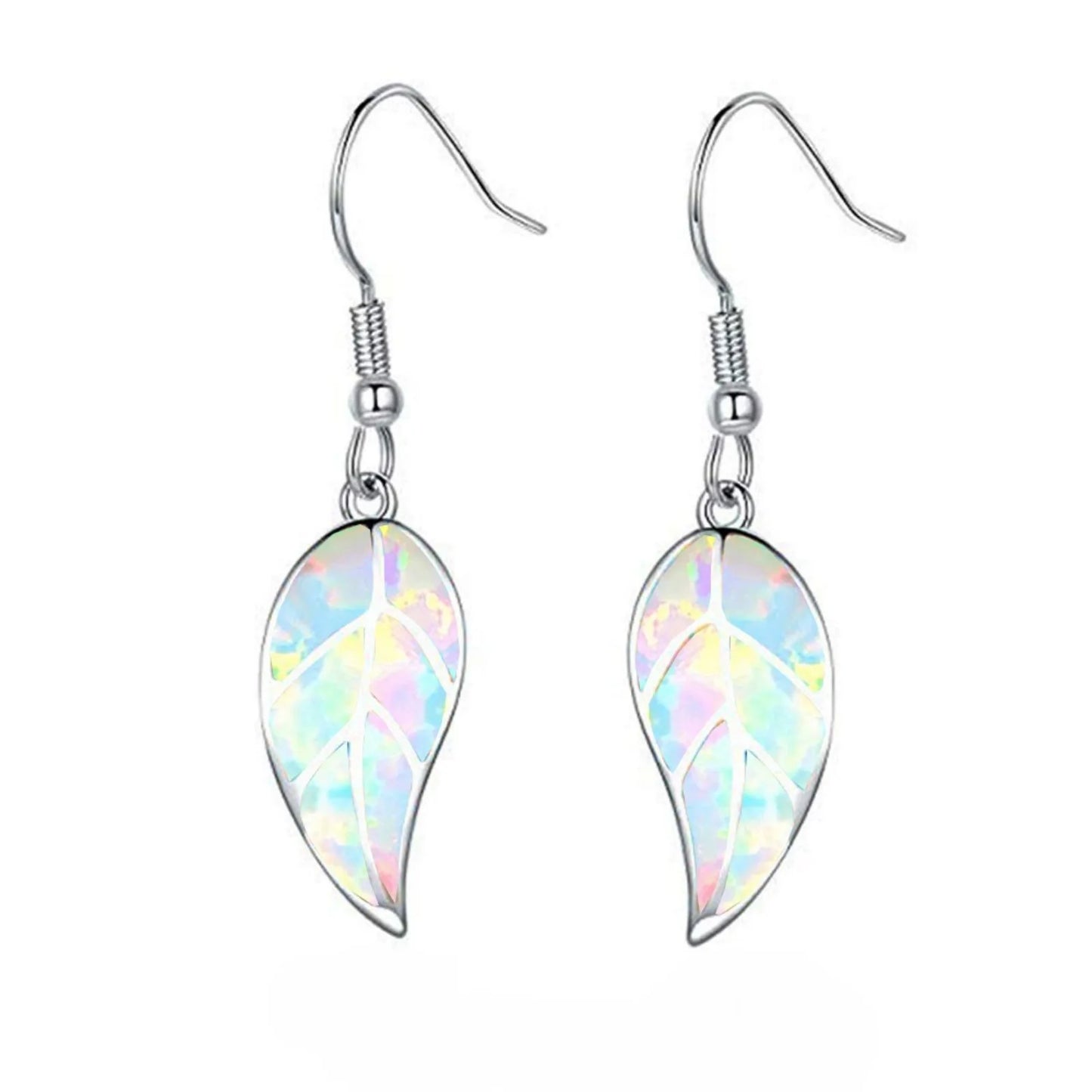 TikTok Viral Ocean Leaf Brass Opal Christian Plant Pendant Earrings Boho Beach Dainty Jewelry