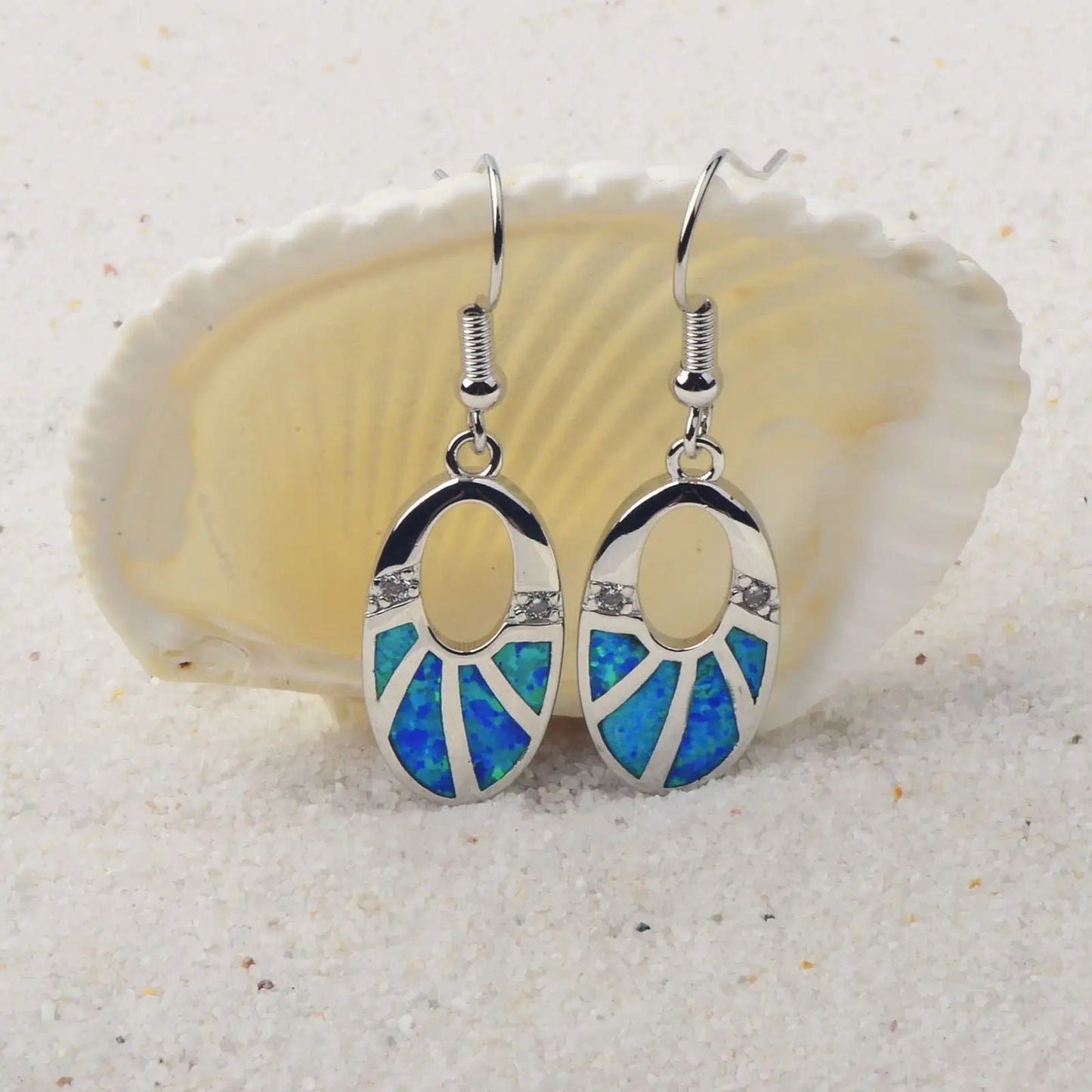 Aobao Vintage Stud Oval Opal Earrings Women's Anniversary Jewelry Wholesale by