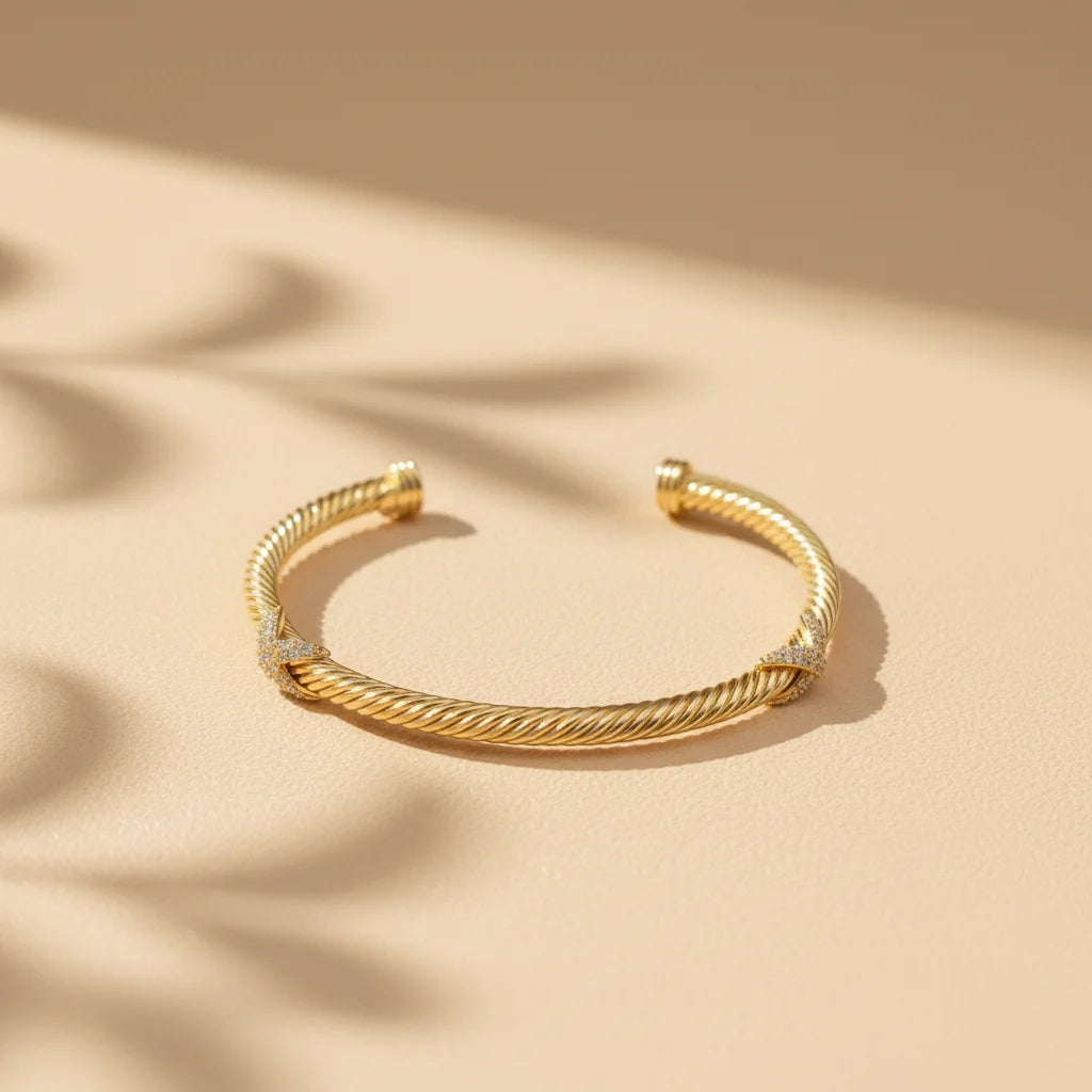 FASHIONISTA DY High-Quality 4mm Gold-Plated Diamond-Set Bracelet, Unisex Silver-Plated Diamond-Set Bracelet, Jewelry