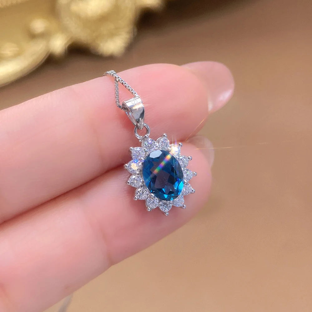 Gioiellieri Sterling 925 Silver Rhodium Plated Natural Topaz Luxury Trendy Custom Indian Birthstone Jewelry Pendant for Women