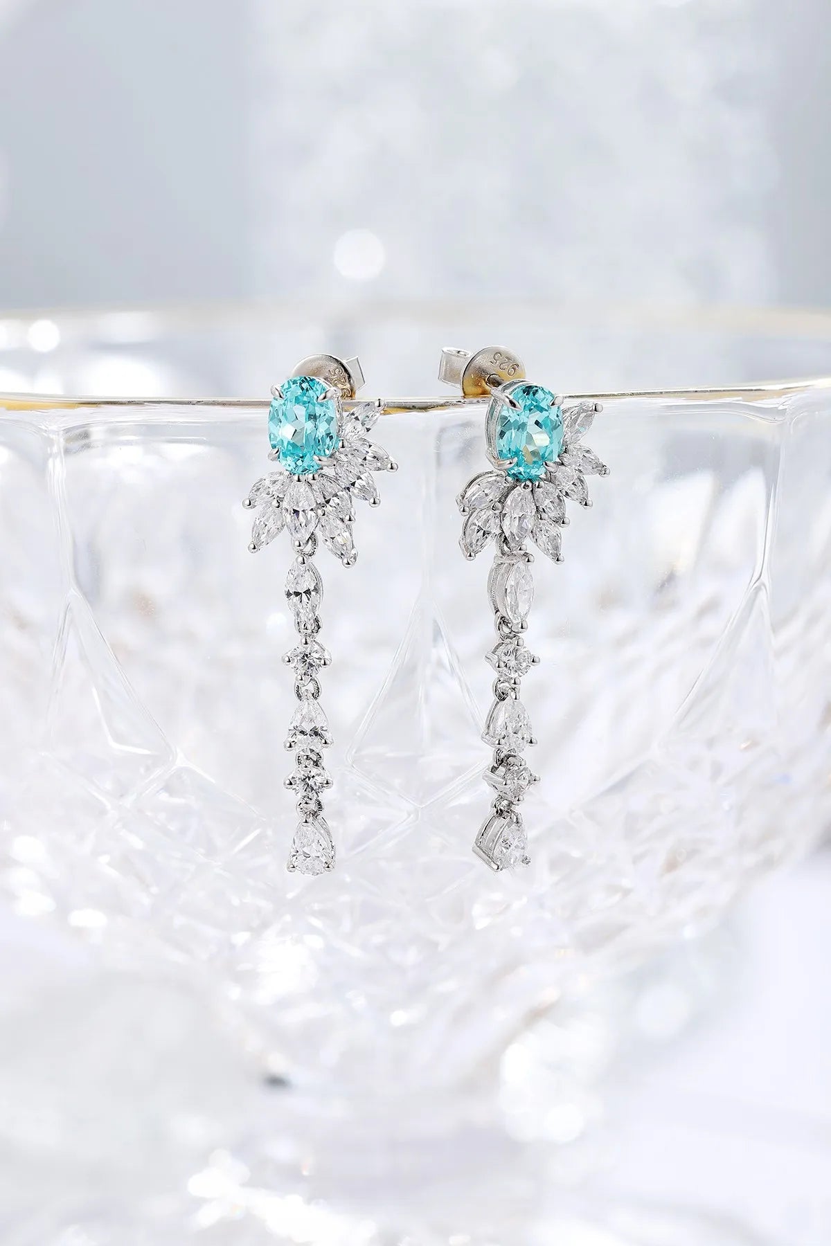 Gemfiori Anster High Quality S925 Lab Grown Paraiba Earring Stud Dainty Gemstone Stud Earrings for Women Daily Wear Gift