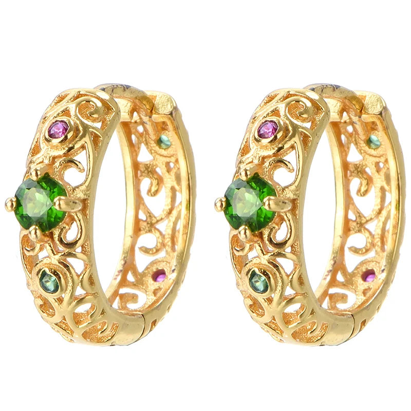 Gioiellieri Natural Chrome Diopside Stud Earrings S925 Sterling Silver for Girls Fine Jewelry May Birthstone Anniversary Gift Green Earrings