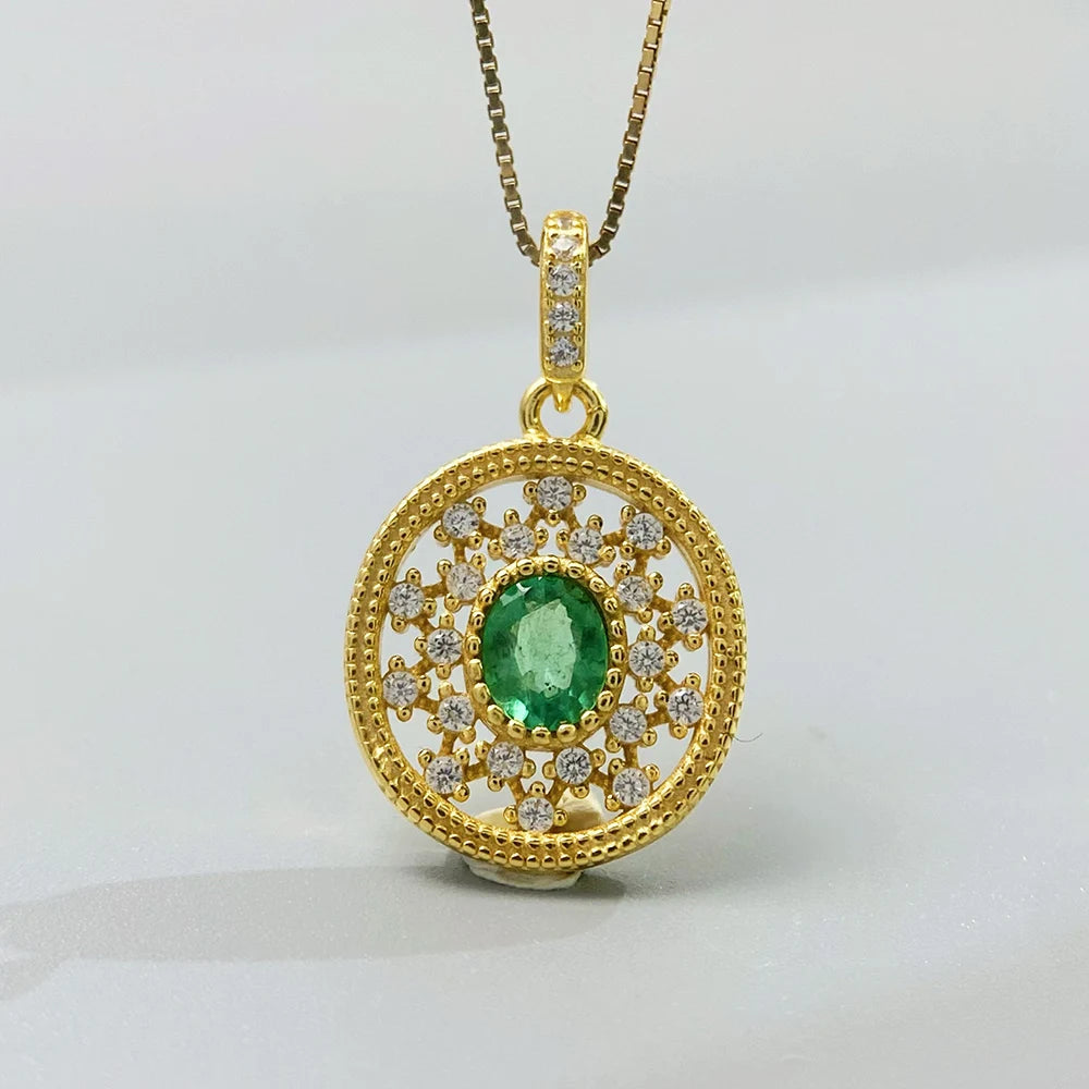 Gioiellieri Natural Green Emerald Jewelry for Women with 925 Sterling Silver Pendant May Birthstone Fine Jewelry Wedding Anniversary Choice