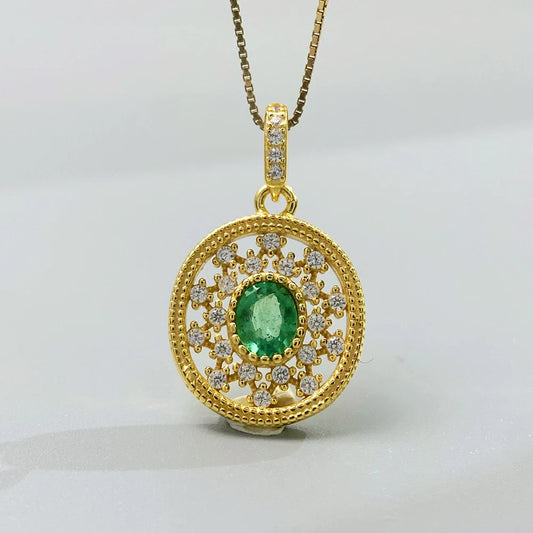 Gioiellieri Natural Green Emerald Jewelry for Women with 925 Sterling Silver Pendant May Birthstone Fine Jewelry Wedding Anniversary Choice