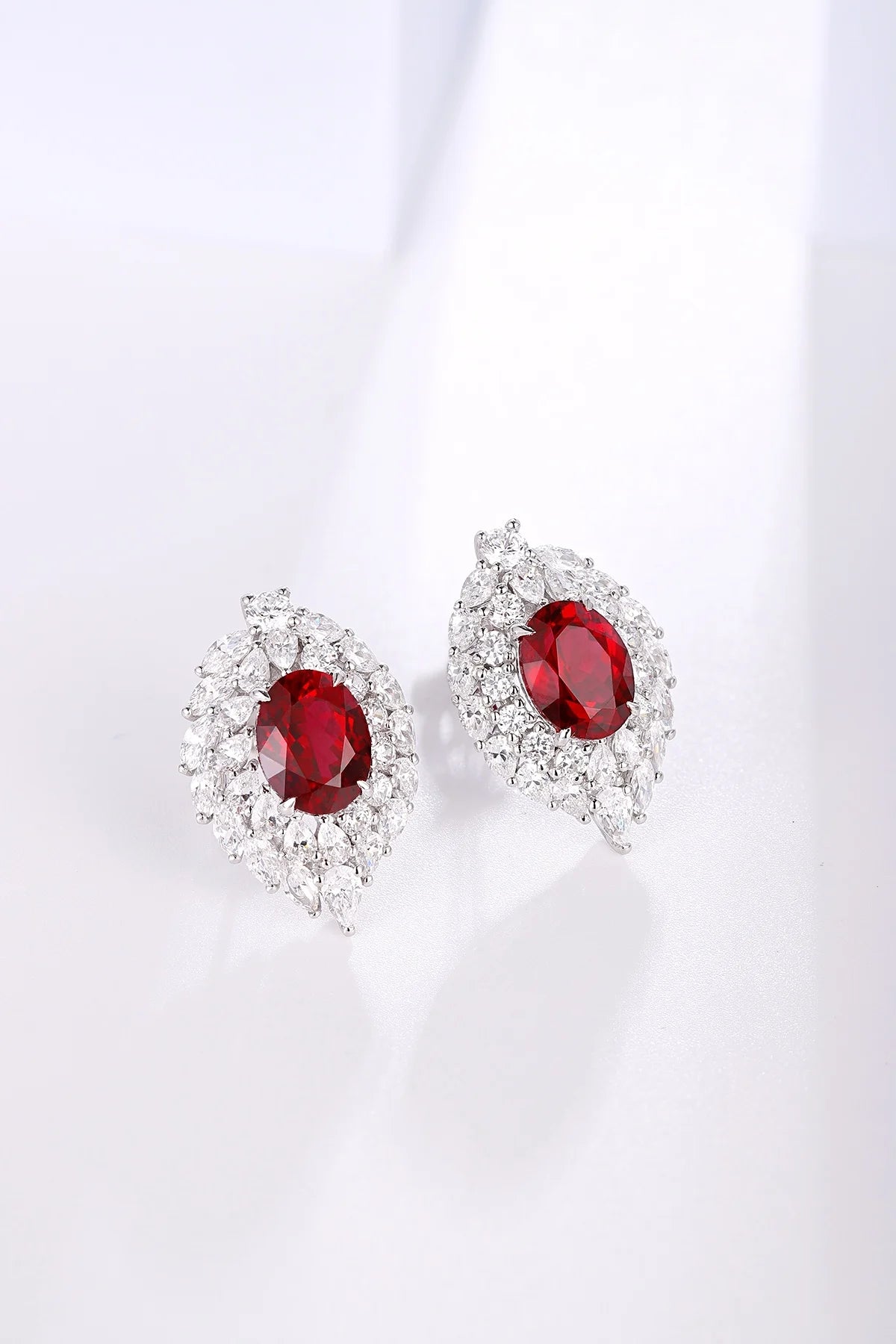Gemfiori Anster High Quality S925 Lab Grown Ruby Earring Stud Dainty Gemstone Stud Earrings for Women Daily Wear Gift