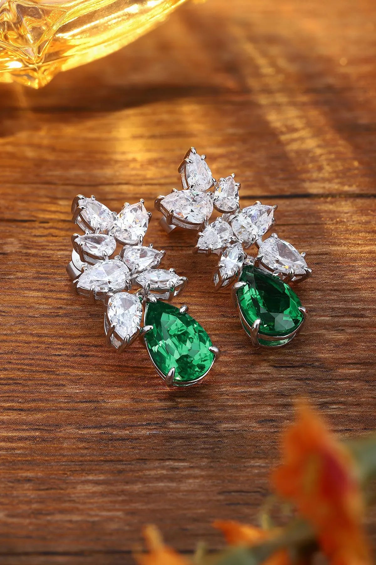 Gemfiori Customized 925 Silver Pendant Earrings with Cultivated Gemstone Luxury High-End Engagement and Wedding Jewelry for Gift