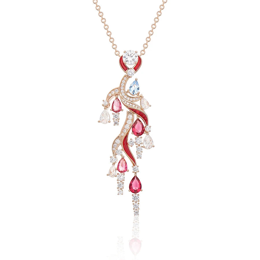 Interwoven Tassel Droplet Enamel Necklace Earring Set  Elegant and Exquisite Brass Gold-plated Daily Women's Accessories
