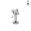 ASTM F136 Titanium 16G Internal Thread Zircon Inlay Labret Flat Back Lobe Helix Tragus Moon Cross Earrings Piercing Jewelry
