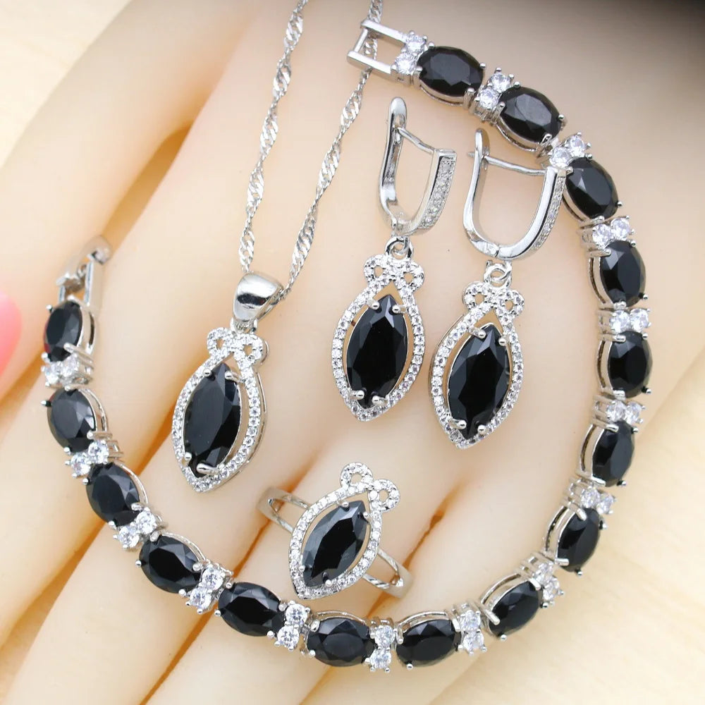XOTICA 2022 New Classic Purple Crystal Jewellery Sets for Women Zircon Open Ring Pendant Necklace Bracelet Earrings for Wedding Party