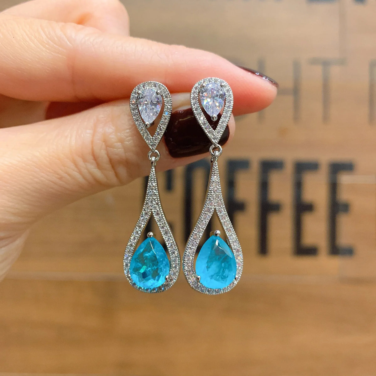 Gemfiori Fashionable Luxury Exquisite Micro Inlaid Zircon Earrings Light Luxury Niche High-end Pendant Ring Water Droplet Shaped Set