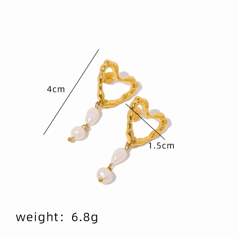 Vintage Stainless Steel Love Pearl Earrings18K Gold Plated Drop Earrings Drop Earrings Jewelry Women Exquisite Wedding Gift
