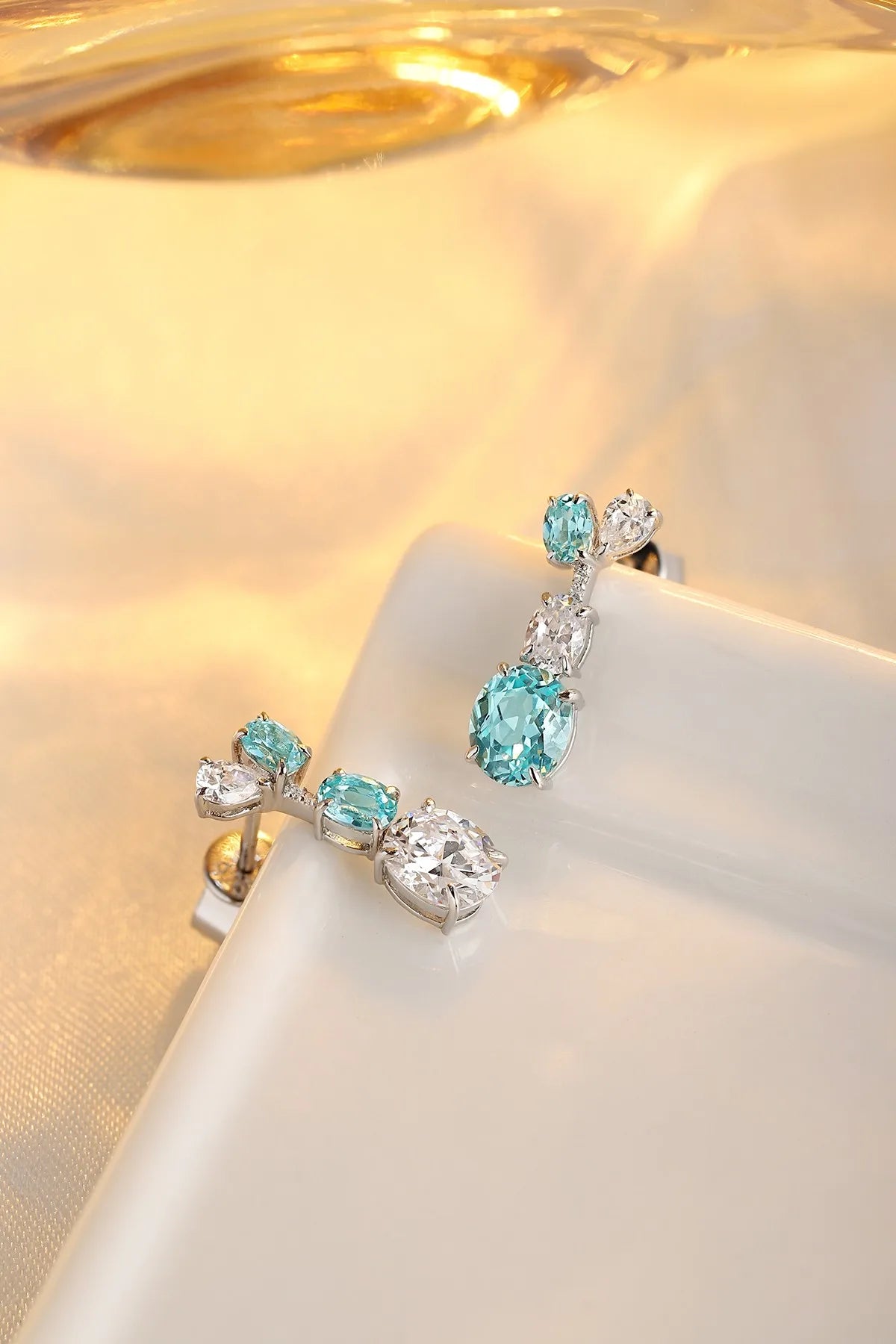 Gemfiori Anster High Quality S925 Lab Grown Paraiba Earring Stud Dainty Gemstone Stud Earrings for Women Daily Wear Gift