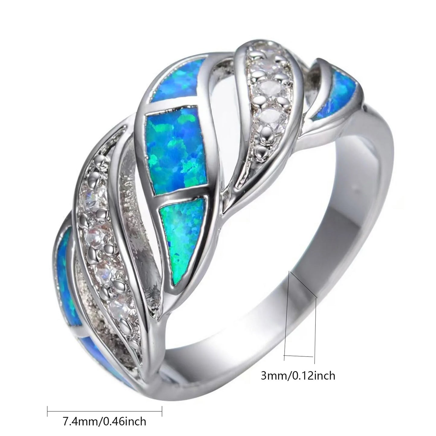 Ring | Iridescent Gem Inlay Band | Modern Silver/Gold Plated Women's Trendy Fashion Jewelry