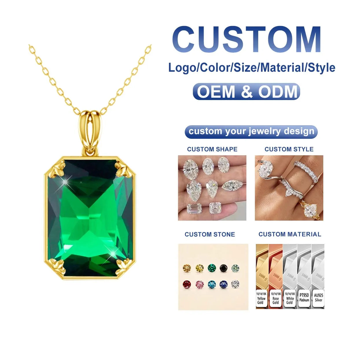 REDheart Classic British Court Jewelry Cocktail Party 925 Sterling Silver Plated 18K Gold Emerald Sapphire Pendant Necklace