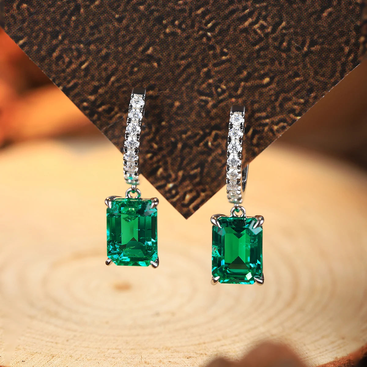 ArtistA Fancy Design Earring Women Jewelry Lab Grown Emerald Gemstone Classic S925 Silver Women Birthday Gift Classic Earring Stud Set