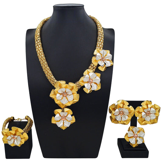 Zhuerrui High Quality Brazilian Gold Jewelry Set Necklace Bracelet Chain Jewelry Set Italian Gold Plated Jewelry Sets HS2500225