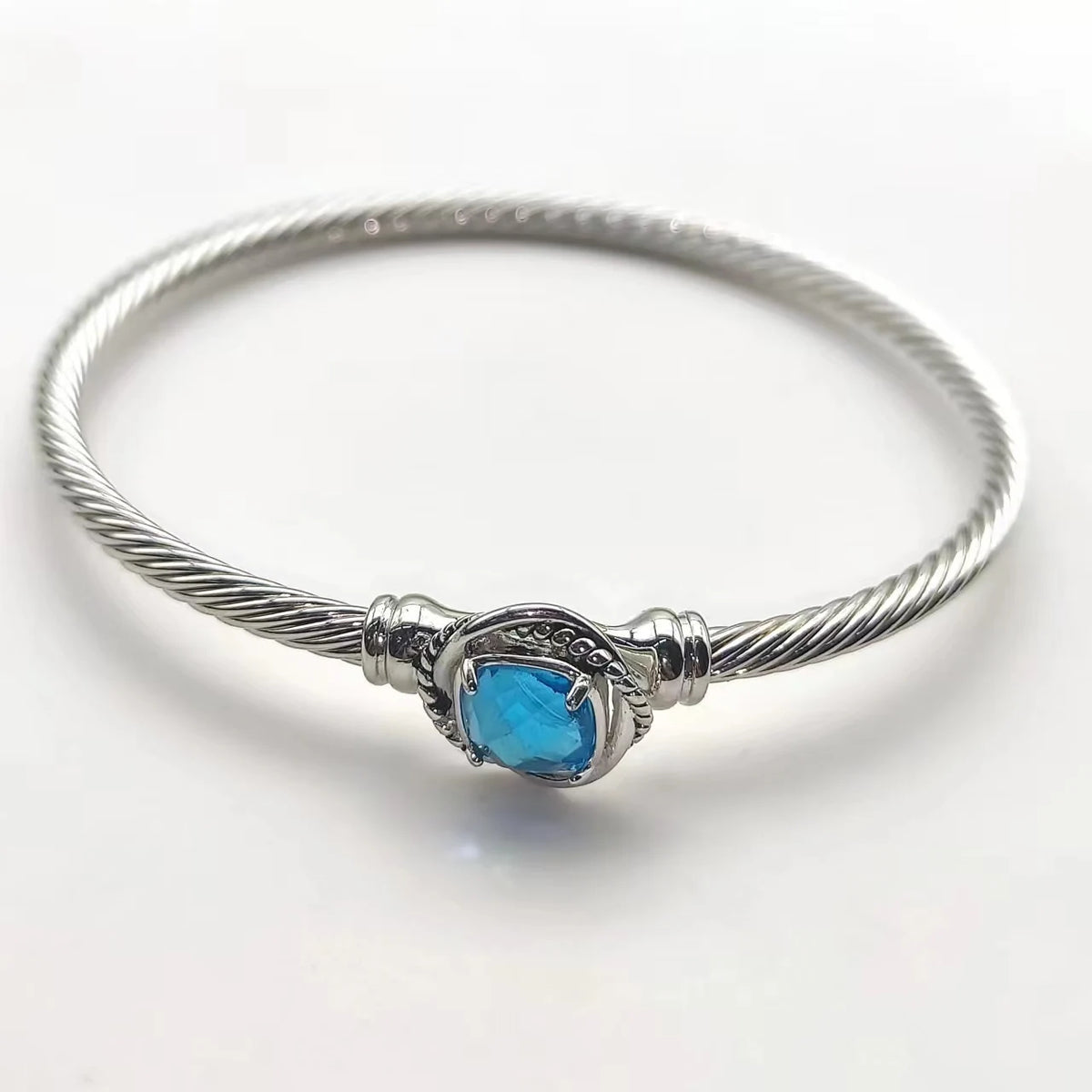 FASHIONISTA DY High-Quality Silver-Plated 3mm Square-Cut Diamond Bracelet, Colored Diamond Bracelet, Jewelry