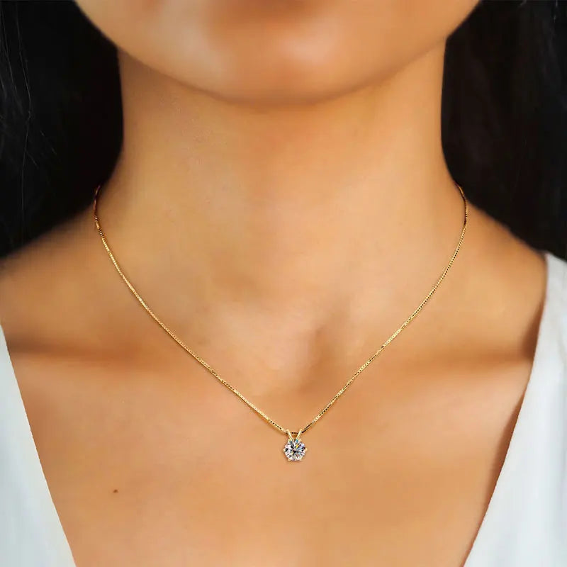 S&S Moissanite Solitaire Six-Claw Pendant Necklace – Collection