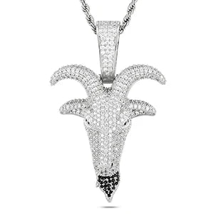 BiG-BOSS Hip Hop Full CZ Diamond Jewelry Gold Plated Brass Goat Head BlingBling Pendant Charms Rope Chain Necklace for Men Women