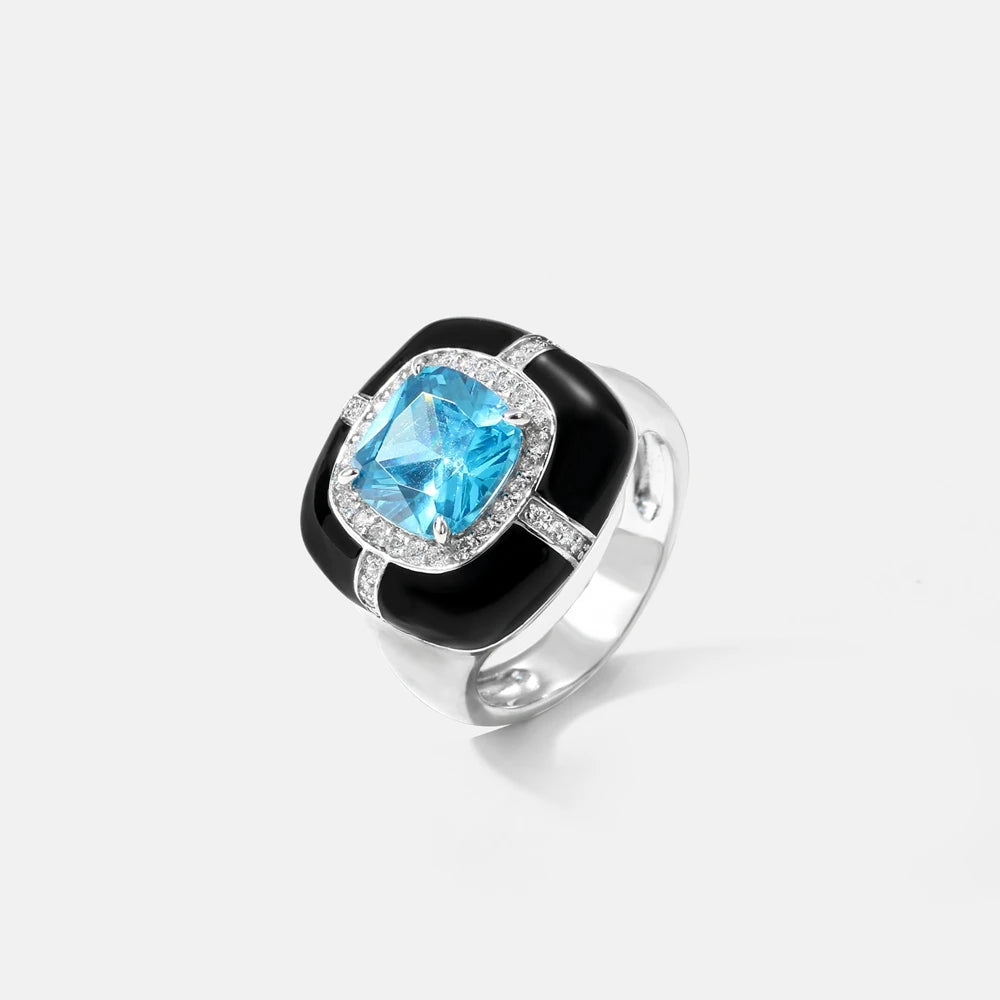 MUSHAN Jewelry Factory S925 Silver and Enamel Ring Versatile Accessory for Women Exudes High-End and Light Luxury Style