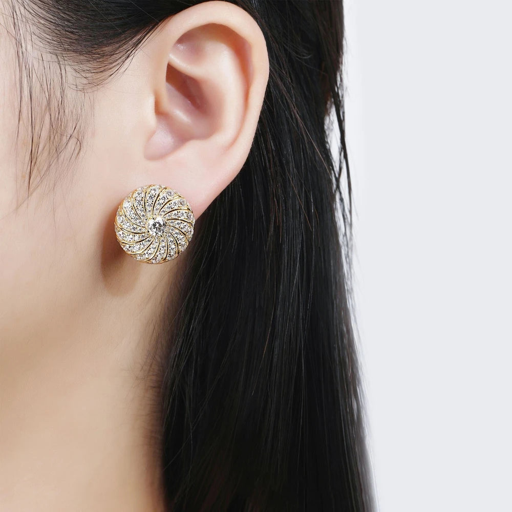 MUSHAN Jewelry Factory 925 Sterling Silver Stud Earrings Light Luxury High Carbon Diamond With Gold Plating