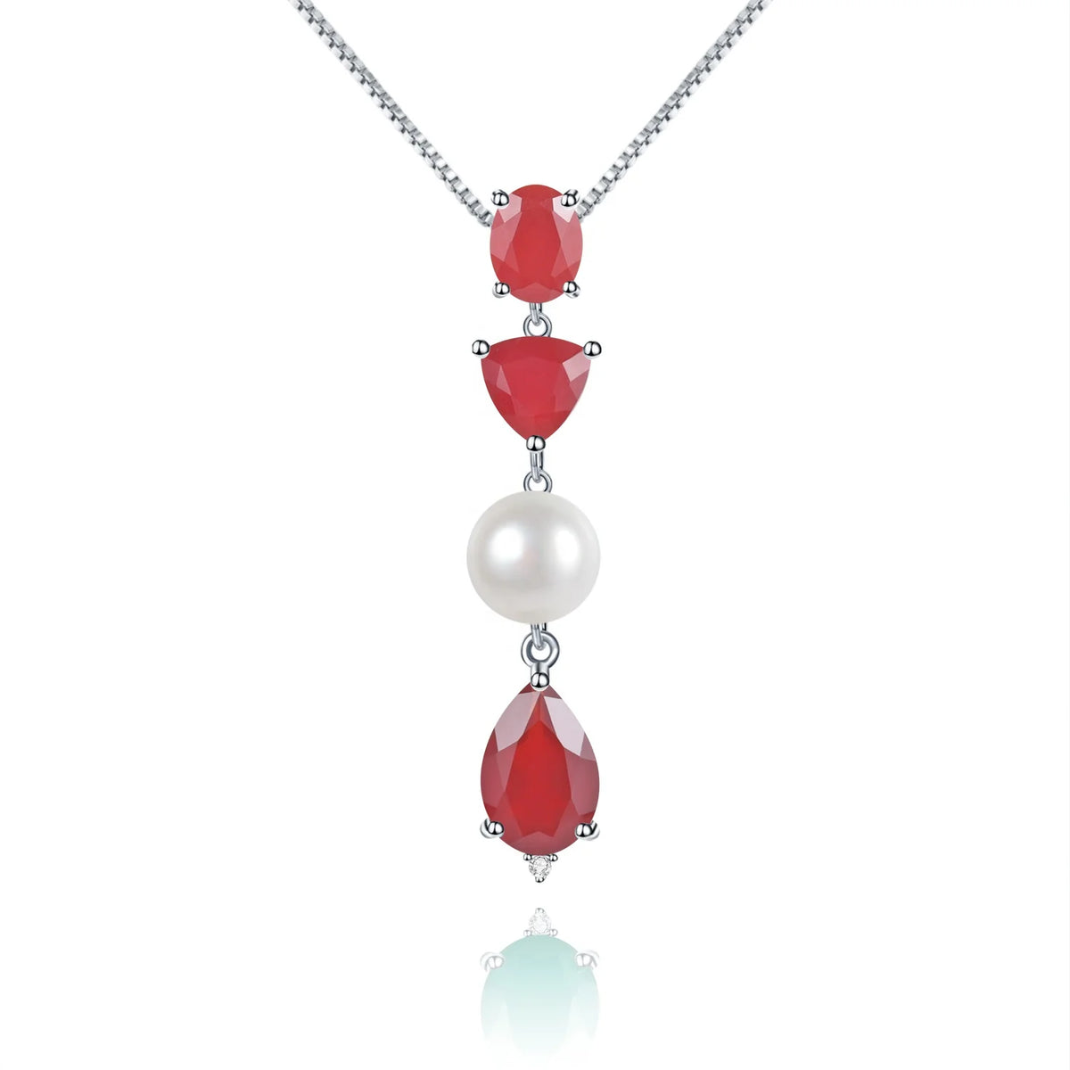 ArtistA Abiding Price Natural Red Agate Freshwater White Pearl Solid 925 Silver Adjustable Ring Pendant Earrings Jewelry Set