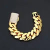 Luxury Miami Cuban Link Chain Bracelet Necklace Brass 14k 18k Gold Plated Zircon Clasp Iced Out 3D Logo Laser Engraving Jewelry