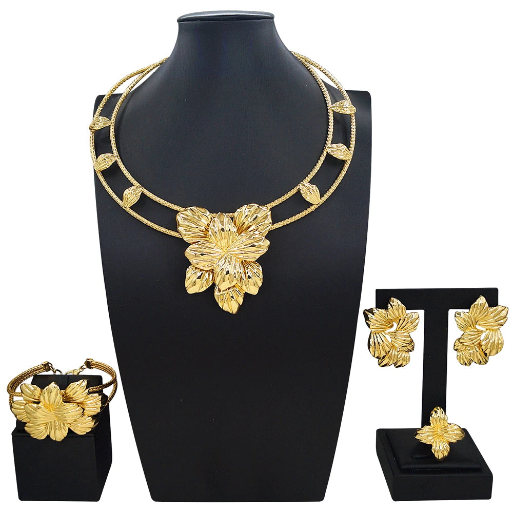 Zhuerrui Italiano Gold Designs Women Jewellery Set Party Fine Costume Jewelry Set Luxury Big Necklace Jewellery Sets X0009830