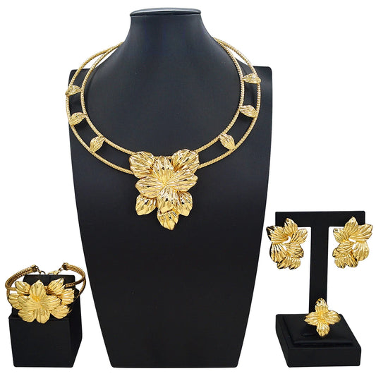 Zhuerrui Italiano Gold Designs Women Jewellery Set Party Fine Costume Jewelry Set Luxury Big Necklace Jewellery Sets X0009830