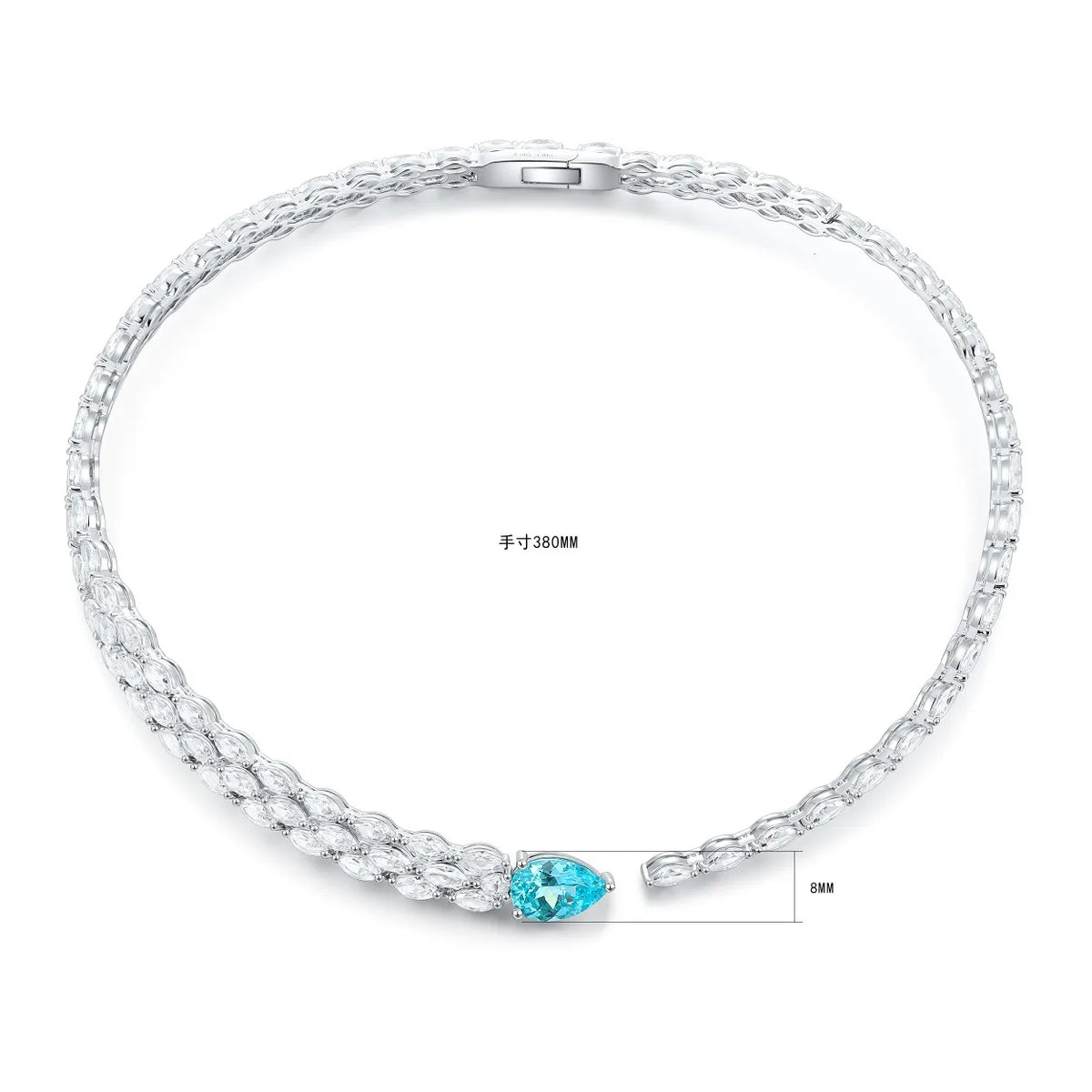 Gemfiori 925 Sterling Silver Vintage Style Charm Necklace Lab Grown Gemstones Water Drop Wedding Party Choker Custom Bridal Jewelry Gift
