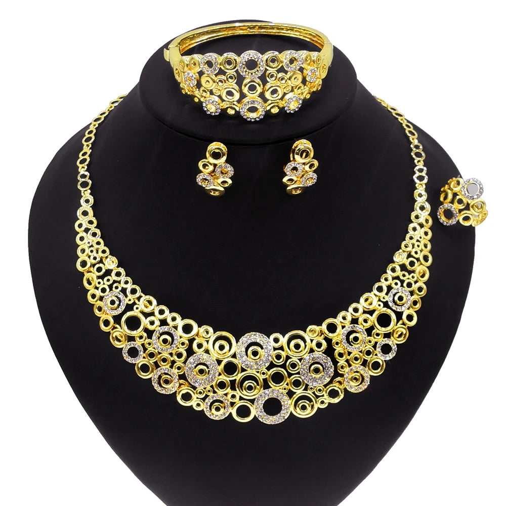 Zhuerrui Hot Sale Butterfly Xoxo Necklace Set Rhinestones Exquisite 4Piece Set Gold Filled Women Bridal Jewelry Set HN21030614