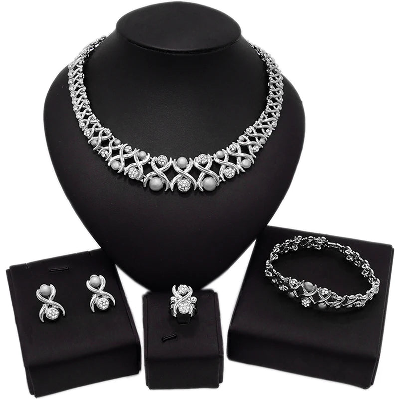 Zhuerrui Wedding Jewelry Custom Italian Jewelry Four-Piece Set Dubai 18K Gold Plated New Luxury Gemstone Ladies MatchHA20090714