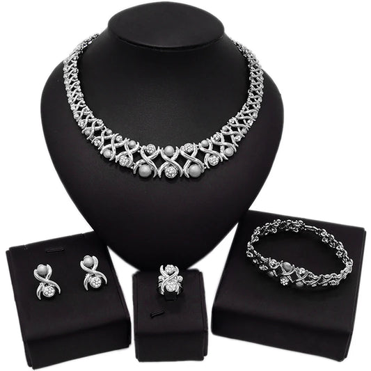 Zhuerrui Wedding Jewelry Custom Italian Jewelry Four-Piece Set Dubai 18K Gold Plated New Luxury Gemstone Ladies MatchHA20090714