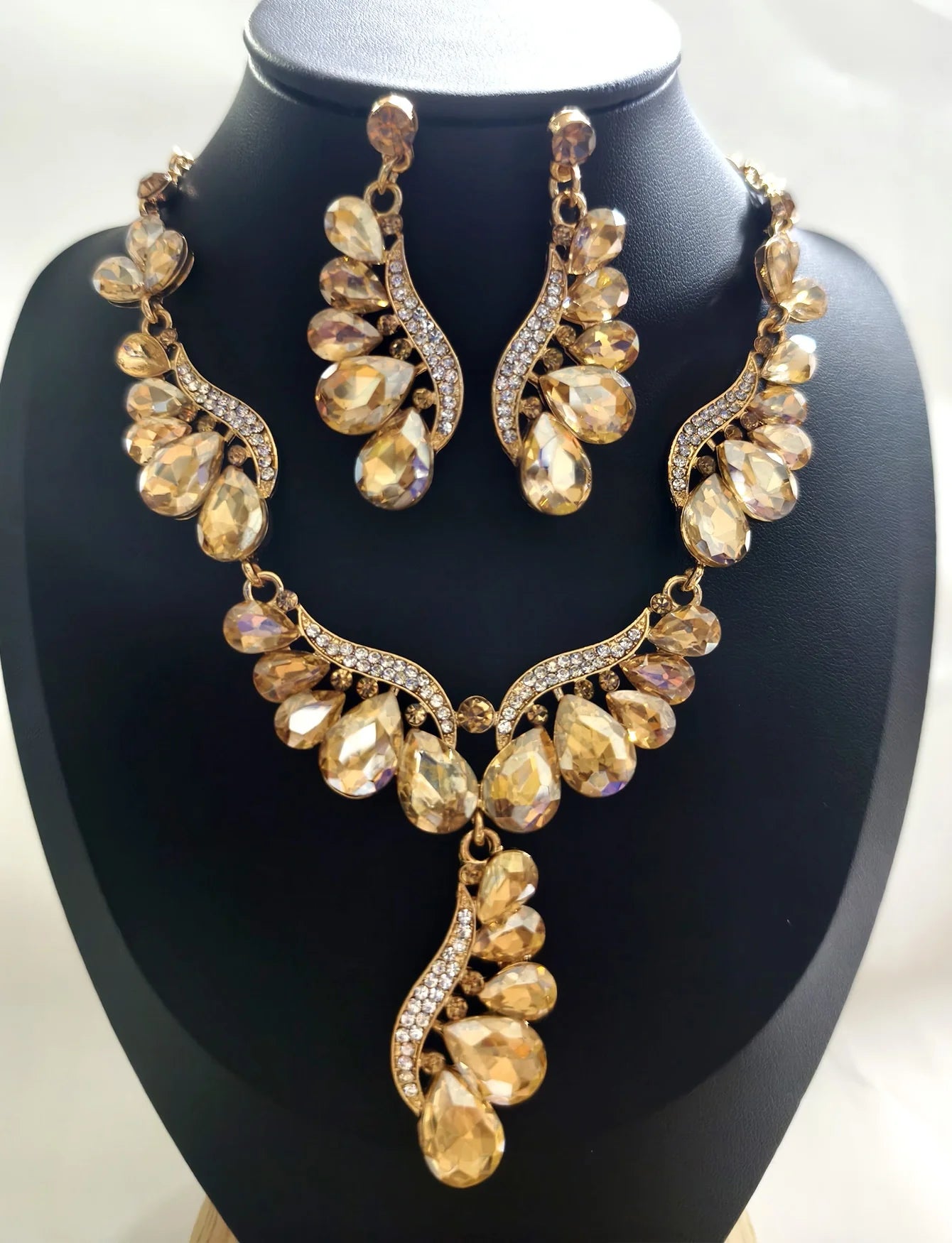 Multi-Colour Crystal Gemstone Drop Jewellery Set