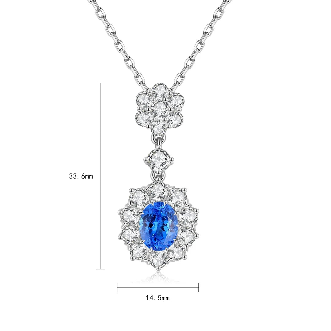 Gemfiori Anster 925 Sterling Silver High-quality Cultivation Lab Grown Cobaltite Spinel Ruby Necklace - Suitable for Parties
