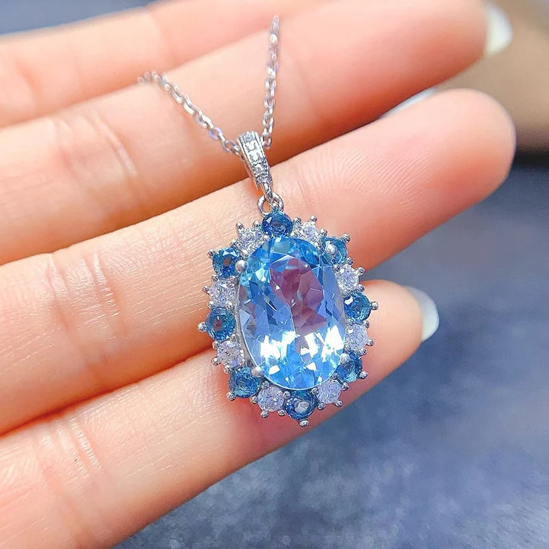 Gioiellieri Sterling 925 Silver Rhodium Plated Natural Topaz Luxury Trendy Custom Indian Birthstone Jewelry Pendant for Women