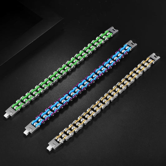 Trendy Bicycle Chain Bracelet Punk Rock Motorcycle Style Stainless Steel Men Bracelet Jewelry
