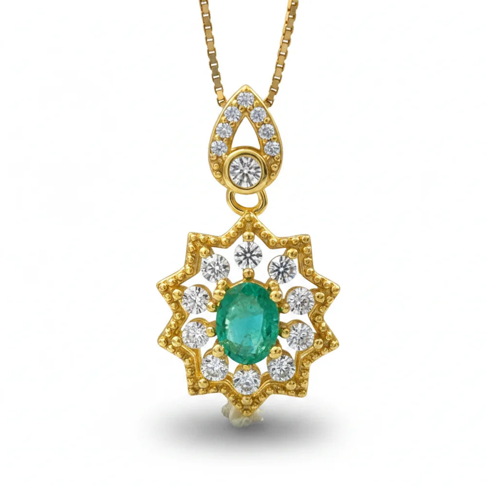 Gioiellieri Natural Green Emerald Pendant for Women with 925 Sterling Silver May Birthstone Fine Jewelry Wedding Engagement Anniversary Gift