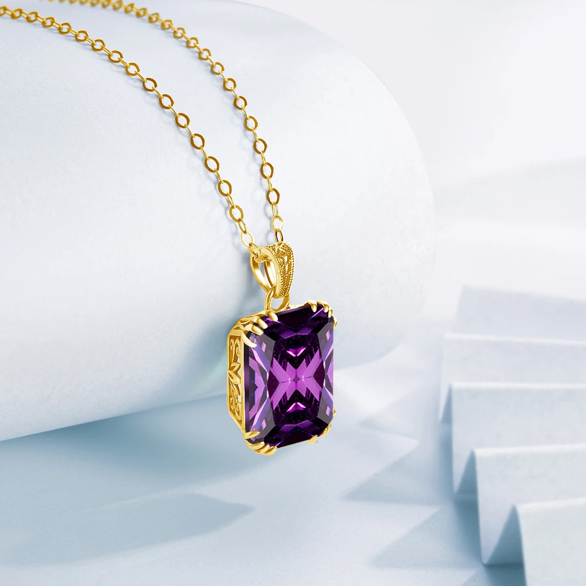 ArtistA New Women Gemstone Ring Earrings Pendientes Boho Wedding 925 Sterling Silver Amethyst Gold Jewelry Set