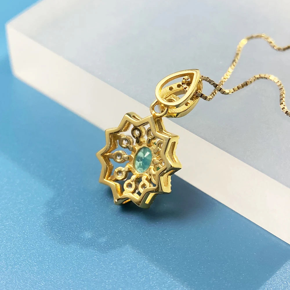 Gioiellieri Natural Green Emerald Pendant for Women with 925 Sterling Silver May Birthstone Fine Jewelry Wedding Engagement Anniversary Gift