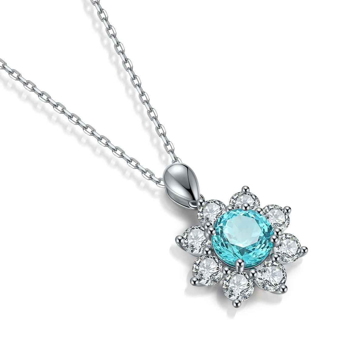 Gemfiori Anster 925 Sterling Silver High-quality Cultivated Paraiba Necklace - Suitable for Parties or As a Gift