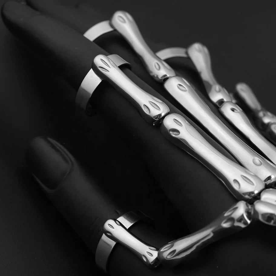Metal Skull Bracelets Jewelry Gothic Style Stainless Steel Adjustable Fingers Hand Bone Bracelets Punk for Women