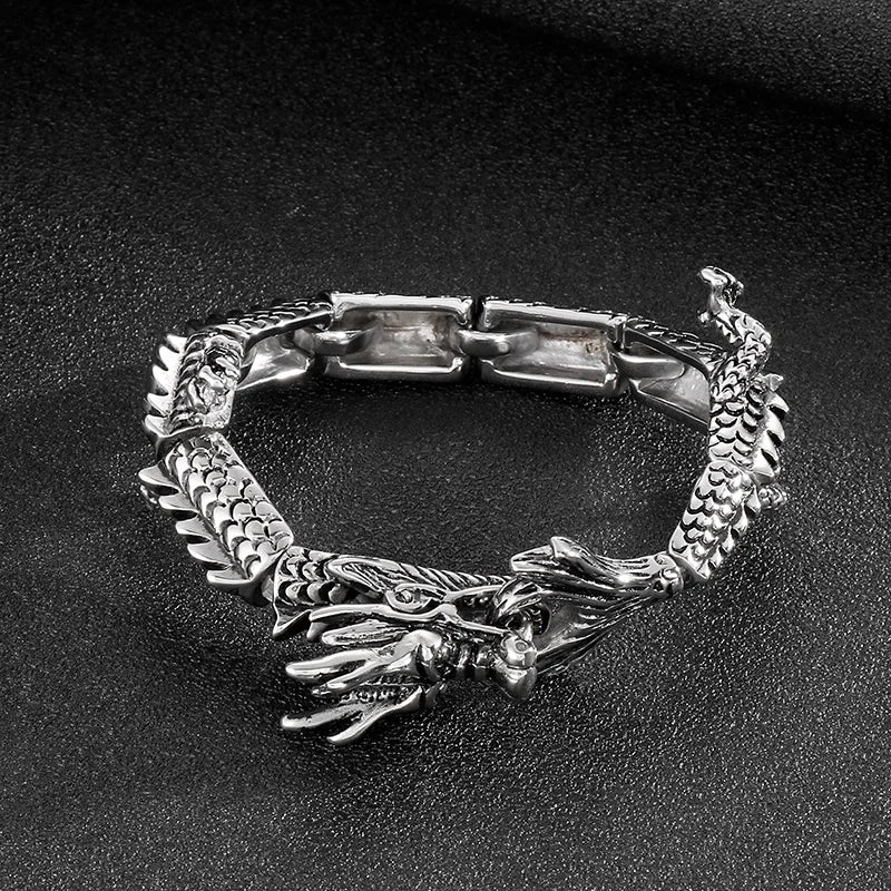KALEN Fashion Domineering Bracelet Retro Friendship Animal Men's Charms Stainless Steel Dragon Bracelets Bangles