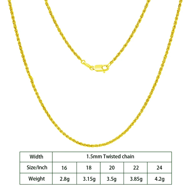 S&S 925 Sterling Silver Diamond Cut Rope Chain Necklace — S&S Collection