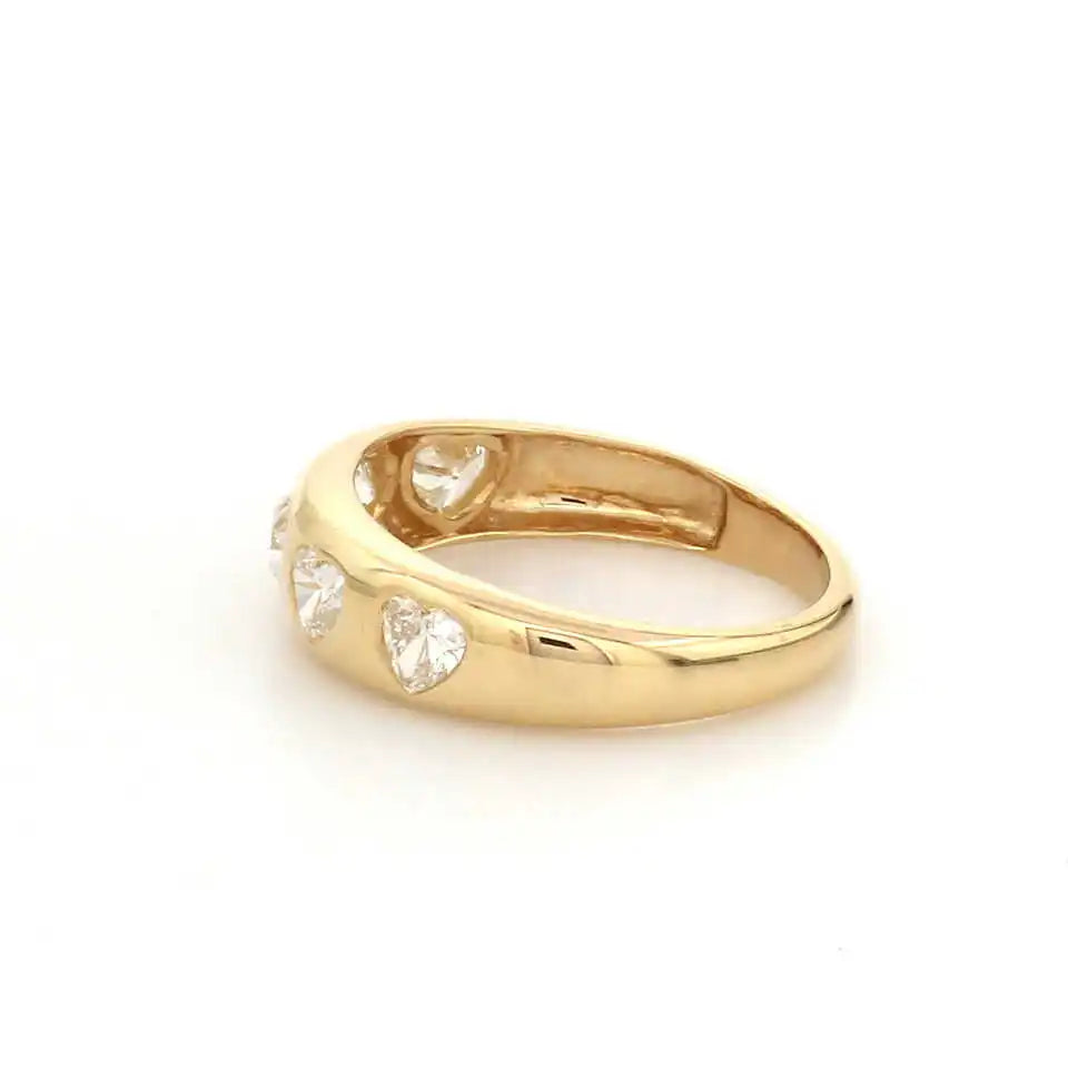 Minimalist Design High End 14k Luxury Fine Heart Dome Chunky Statement 0.67ct Rhodium Plated Karat Certified Diamond Rings